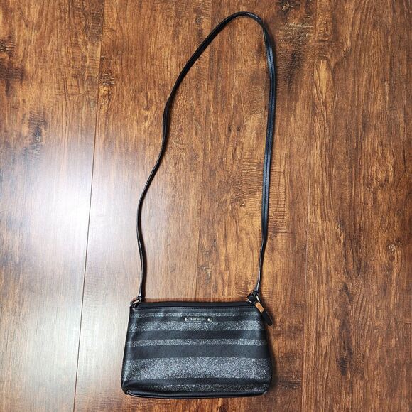 Kate Spade Ramey Haven Lane Crossbody Bag/Handbag Glitter Stripes - Picture 1 of 16
